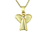 Polished 18k Yellow Gold Over Sterling Silver Angel Pendant With 18 inch Chain