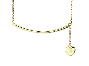 Hanging Heart Frontal Bar 18k Yellow Gold Over Sterling Silver Adjustable 16 inch Necklace