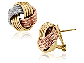 Rhodium Over Silver 14k Yellow & Rose Gold Over Silver Love Knot Earrings