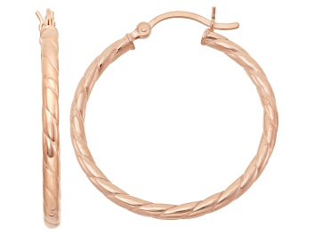 Picture of 14k Rose Gold Over Sterling Silver Twisted Tube Hoop Earrings