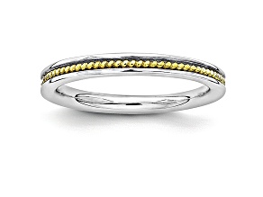 14k Yellow Gold Over Sterling Silver Grooved Band Ring
