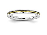 14k Yellow Gold Over Sterling Silver Grooved Band Ring