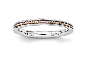 Picture of 14k Rose Gold Over Sterling Silver Grooved Band Ring