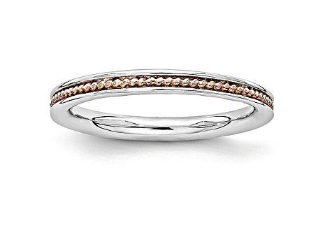 14k Rose Gold Over Sterling Silver Grooved Band Ring