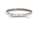 14k Rose Gold Over Sterling Silver Grooved Band Ring