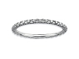 Rhodium Over Sterling Silver Diamond Cut Band Ring