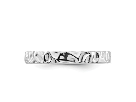 Rhodium Over Sterling Silver Textured Band Ring