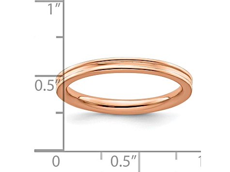 14k Rose Gold Over Sterling Silver Grooved Band Ring