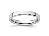 Rhodium Over Sterling Silver Squared Band Ring