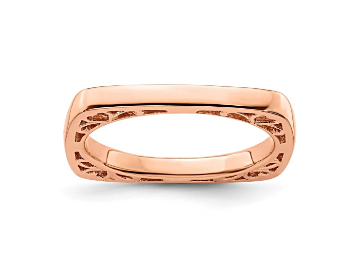 14k Rose Gold Over Sterling Silver Textured Square Band Ring - BSW615 | JTV