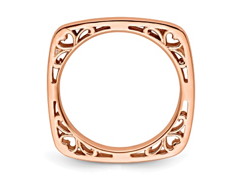 14k Rose Gold Over Sterling Silver Textured Square Band Ring