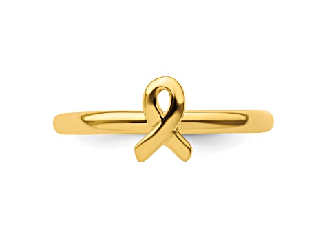14k Yellow Gold Over Sterling Silver Awareness Ribbon Band Ring