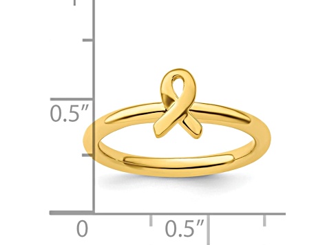 14k Yellow Gold Over Sterling Silver Awareness Ribbon Band Ring