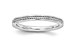 Rhodium Over Sterling Silver Grooved Band Ring