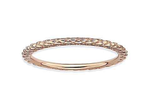 14k Rose Gold Over Sterling Silver Diamond Cut Band Ring