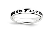 Black Enamel Rhodium Over Sterling Silver 'Friends' Band Ring
