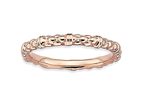 14k Rose Gold Over Sterling Silver Cable Band Ring