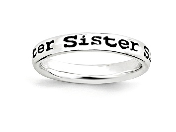 Picture of Black Enamel Rhodium Over Sterling Silver 'sister' Band Ring