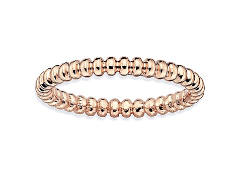 14k Rose Gold Over Sterling Silver Beaded Band Ring