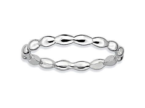Rhodium Over Sterling Silver Fancy Band Ring