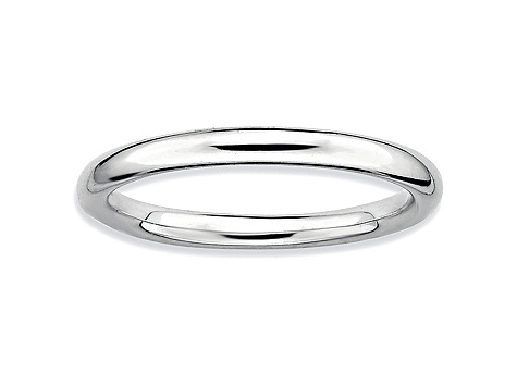 Rhodium Over Sterling Silver Polished Band Ring