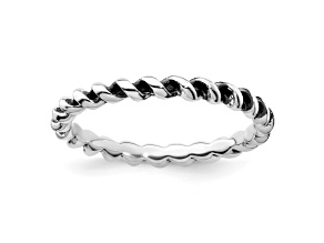 Rhodium Over Sterling Silver Twisted Band Ring