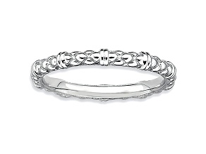 Rhodium Over Sterling Silver Cable Band Ring