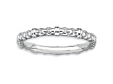 Rhodium Over Sterling Silver Cable Band Ring