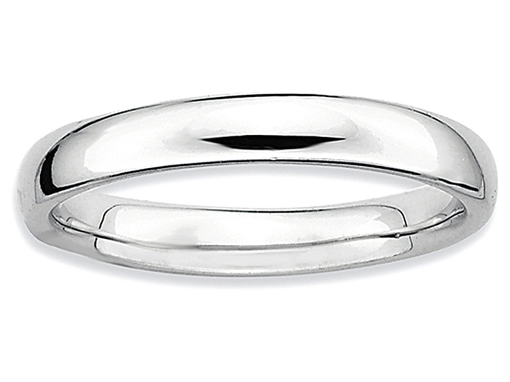 Rhodium Over Sterling Silver Polished Band Ring