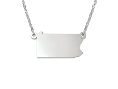 Sterling Silver Pennsylvania Silhouette Center Station 18 inch Necklace