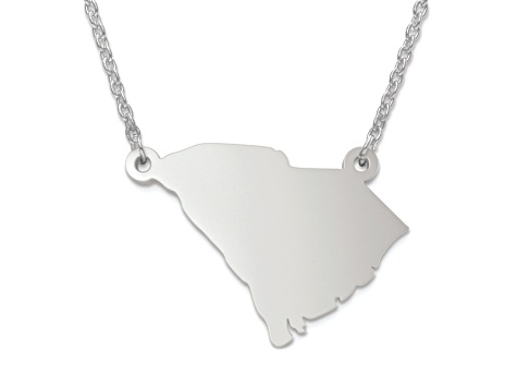 Sterling Silver South Carolina Silhouette Center Station 18 inch Necklace