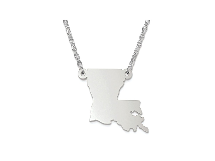 Sterling Silver Louisiana Silhouette Center Station 18 inch Necklace