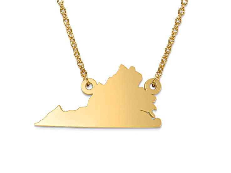 14k Yellow Gold Over Sterling Silver Virginia Silhouette Center Station 18 inch Necklace