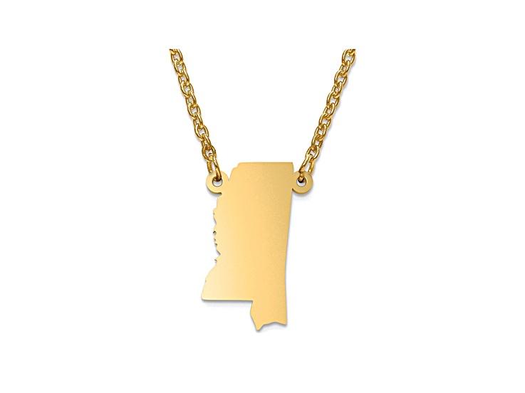 14k Gold Over Silver Mississippi Silhouette Center Station 18 inch Necklace