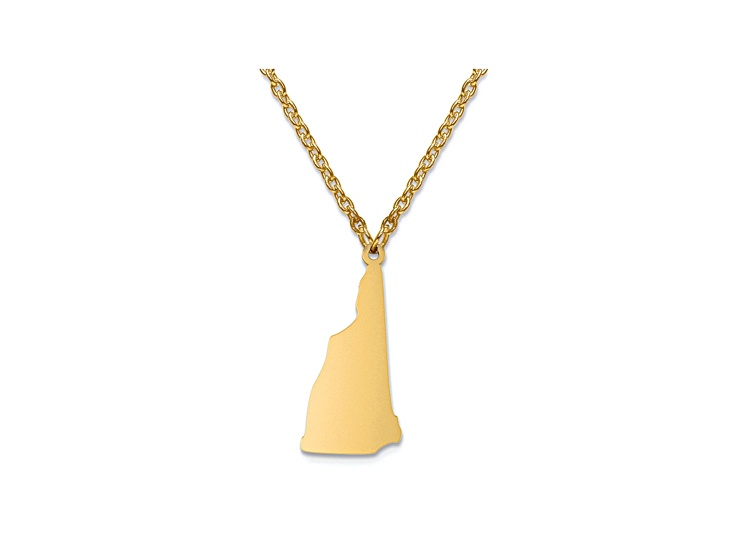 14k Yellow Gold Over Sterling Silver New Hampshire Silhouette Center Station 18 inch Necklace