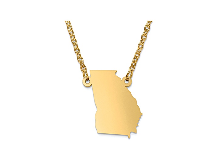 14k Yellow Gold Over Sterling Silver Georgia Silhouette Center Station 18 inch Necklace