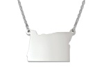 Sterling Silver Oregon Silhouette Center Station 18 inch Necklace