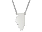 Sterling Silver Illinois Silhouette Center Station 18 inch Necklace