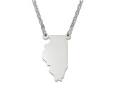 Sterling Silver Illinois Silhouette Center Station 18 inch Necklace
