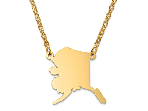 14k Yellow Gold Over Sterling Silver Alaska Silhouette Center Station 18 inch Necklace
