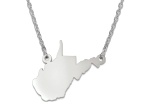 Sterling Silver West Virginia Silhouette Center Station 18 inch Necklace