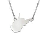 Sterling Silver West Virginia Silhouette Center Station 18 inch Necklace