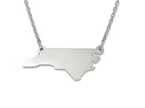 Sterling Silver North Carolina Silhouette Center Station 18 inch Necklace