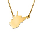 14k Yellow Gold Over Sterling Silver West Virginia Silhouette Center Station 18 inch Necklace