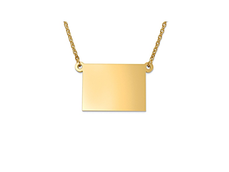 14k Yellow Gold Over Sterling Silver Wyoming Silhouette Center Station 18 inch Necklace