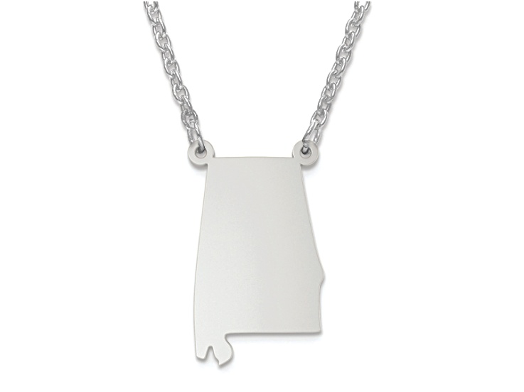 Sterling Silver Alabama Silhouette Center Station 18 inch Necklace
