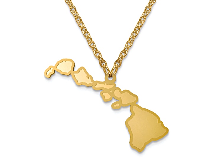 14k Yellow Gold Over Sterling Silver Hawaii Silhouette Center Station 18 inch Necklace