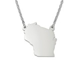 Sterling Silver Wisconsin Silhouette Center Station 18 inch Necklace