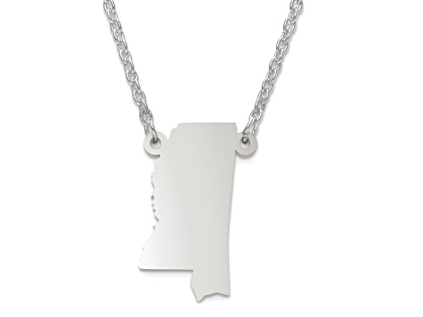 Sterling Silver Mississippi Silhouette Center Station 18 inch Necklace