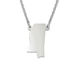 Sterling Silver Mississippi Silhouette Center Station 18 inch Necklace